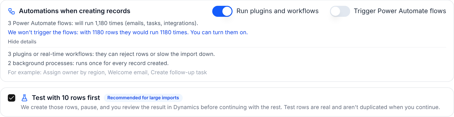 Automations panel: the entity’s plugins, workflows and Power Automate flows